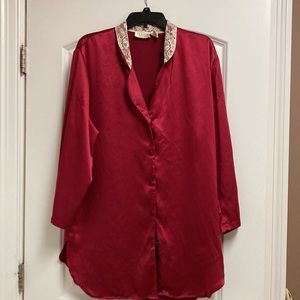 Victoria’s Secret Vintage Gold Tag Satin Nightgown Nightshirt Pajama Top - M/L